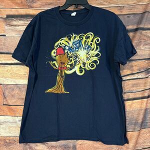 Doctor Groot T-Shirt XL Navy Blue Doctor Who TARDIS Guardians of the Galaxy Dmg